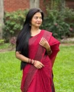 দেশীয় তাঁতের পিওর সুতি শাড়ি  - Pure cotton saree - Magenta