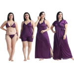 ছয় পার্টের নাইট ড্রেস ( বেগুনি ) | ফ্রি সাইজ